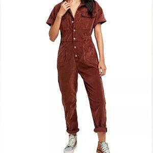 NWT Free People Marci Brown Corduroy Jumpsuit XS